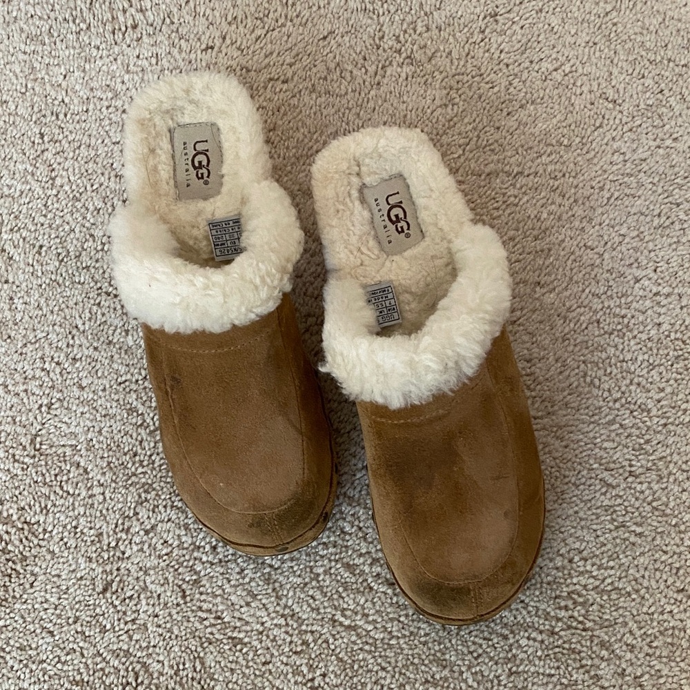 UGG Brown Shearling Lined Mules